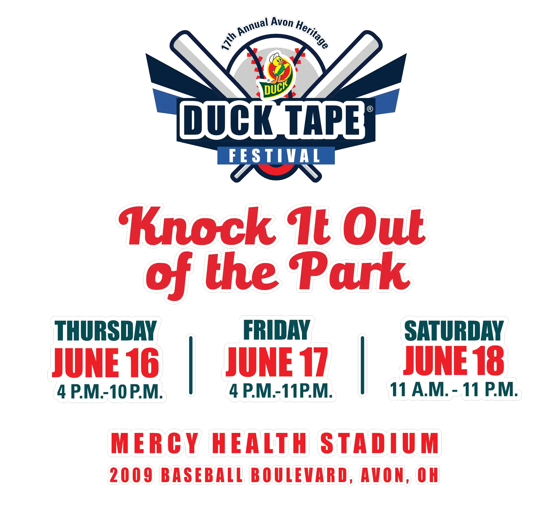 2022 Duck Tape Festival - Mercy Health Stadium - 2009 Baseball Boulevard, Avon, Oh