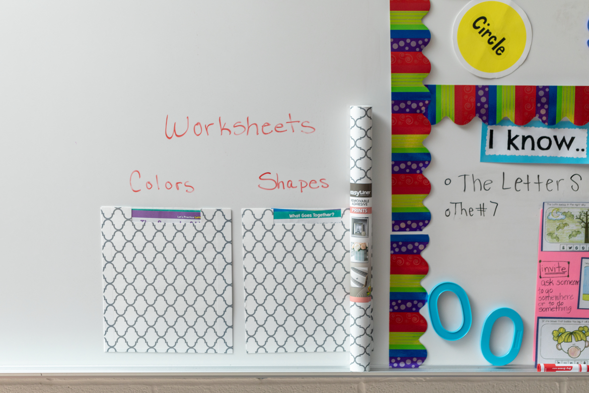 Shelf liner worksheet pouches