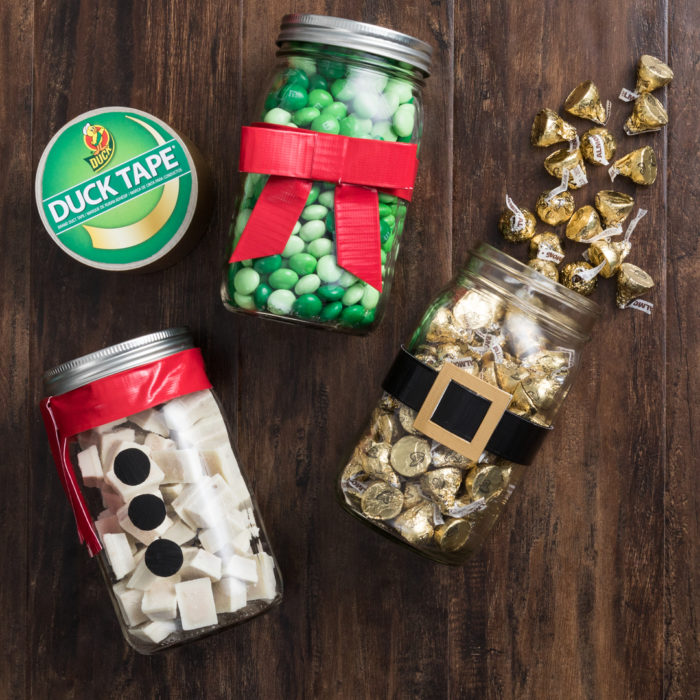 Holiday decorated mason jars