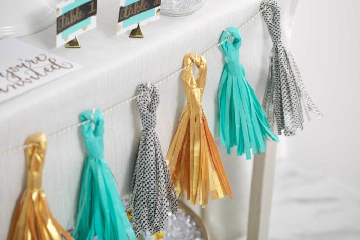 A garland made of washi tape tassels