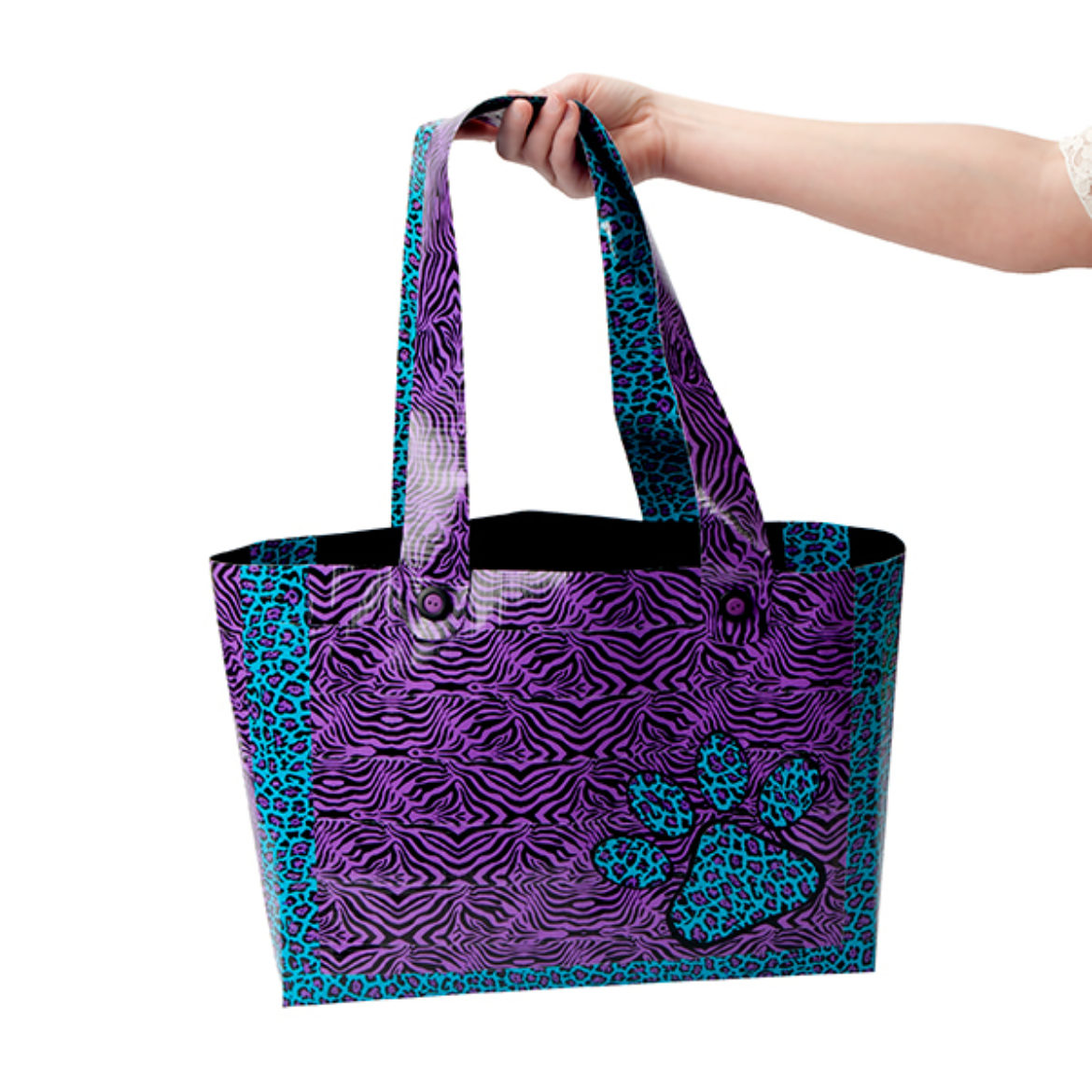 Completed animal print beach bag