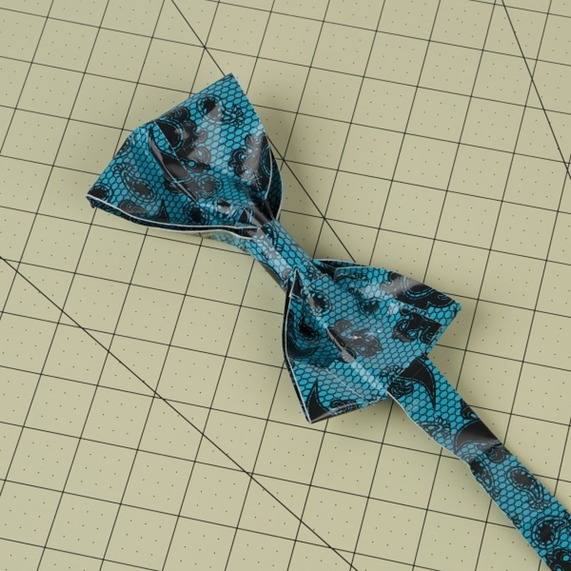 bow made in previous step attached to the end of the double sided strip made in step 1