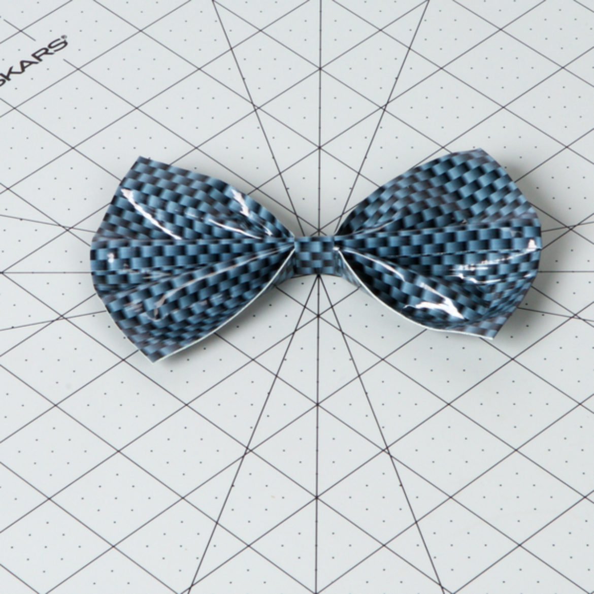 Duct Tape fabric folded into a bow tie shape