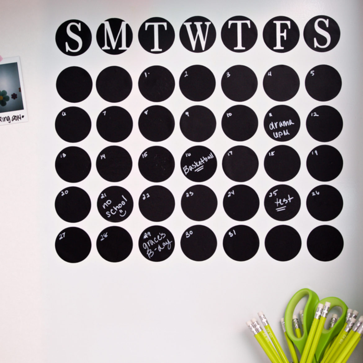 Completed Duck® Chalkboard Tape Calendar