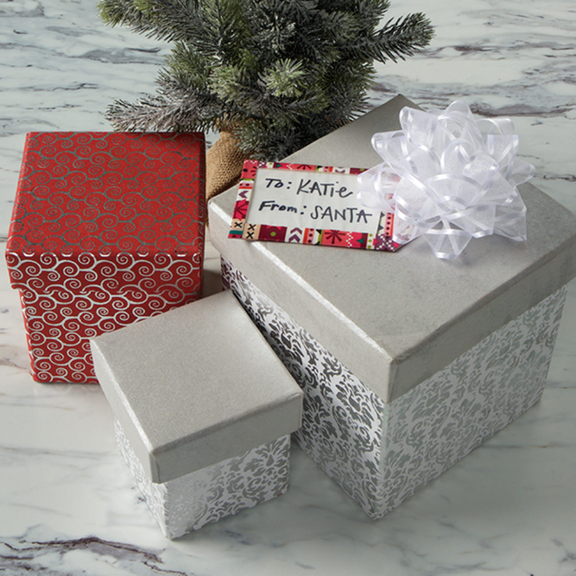 Completed Duck Tape® Gift Tag on presents