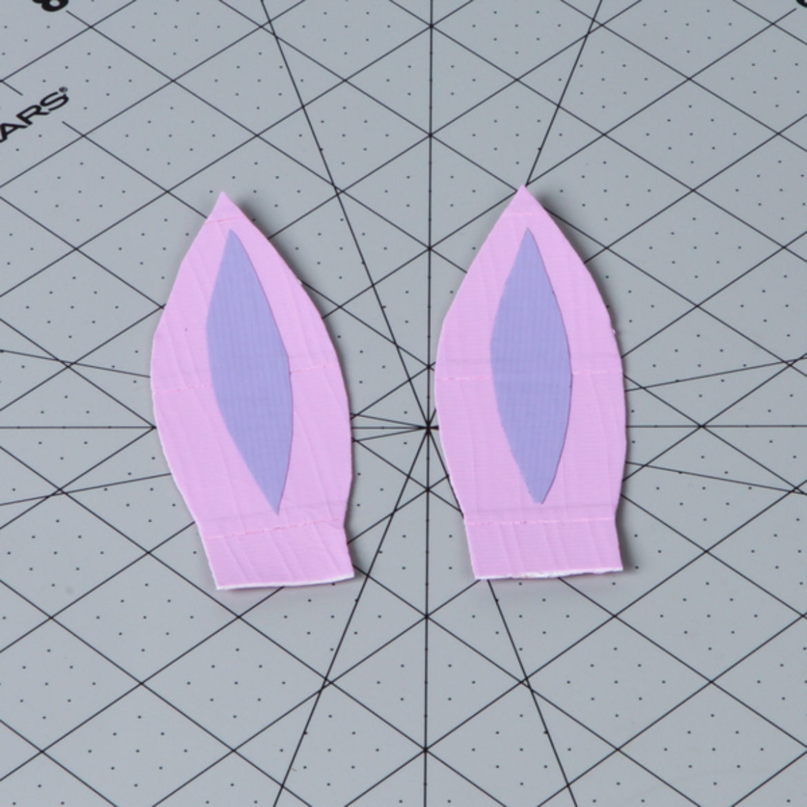 Ears cut out of a piece of Duck Tape fabric