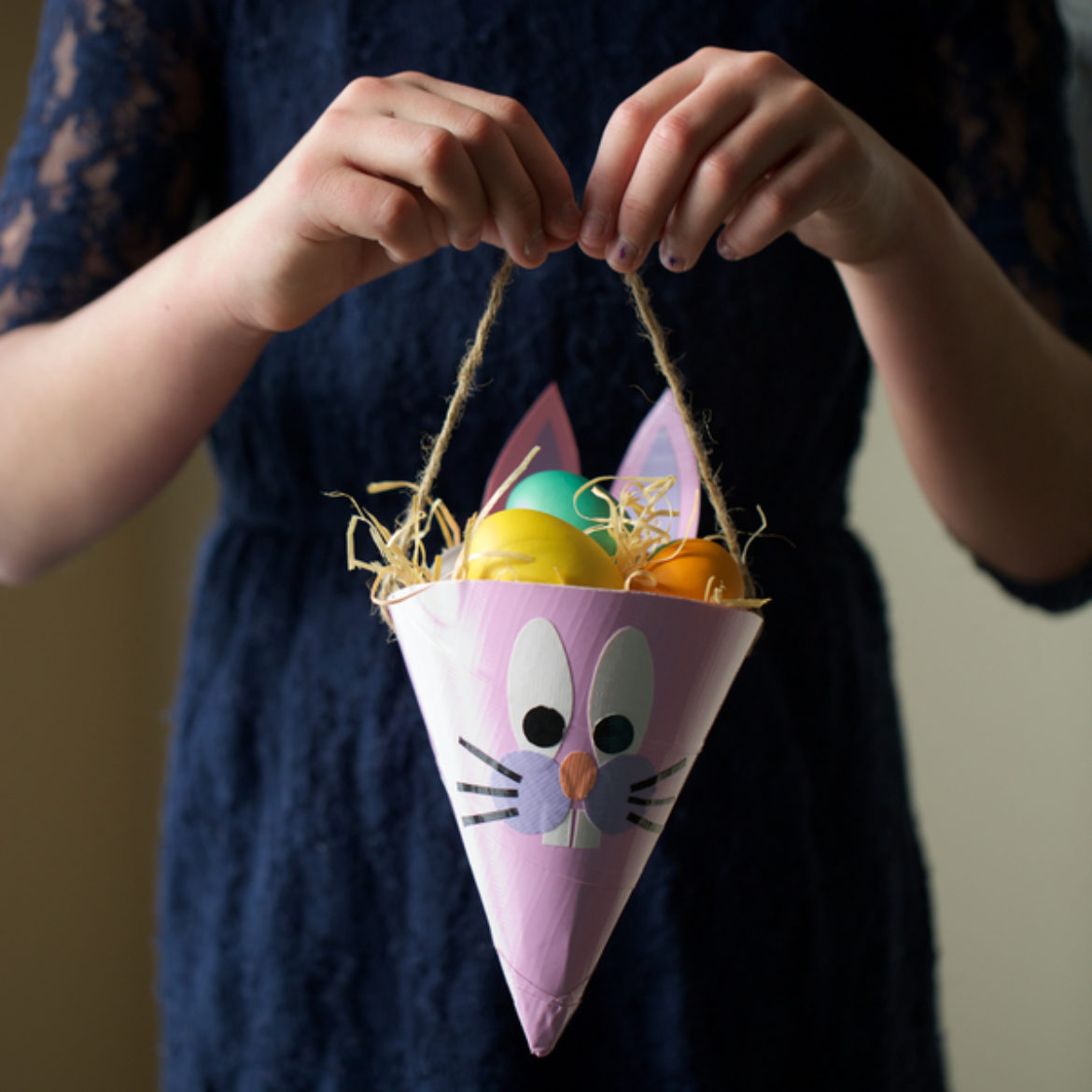 Completed Duck Tape® Easter Cone with Easter eggs