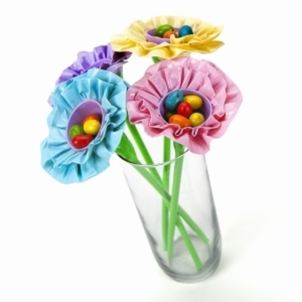 Completed Duck Tape® Easter Egg Flower with candy in the center