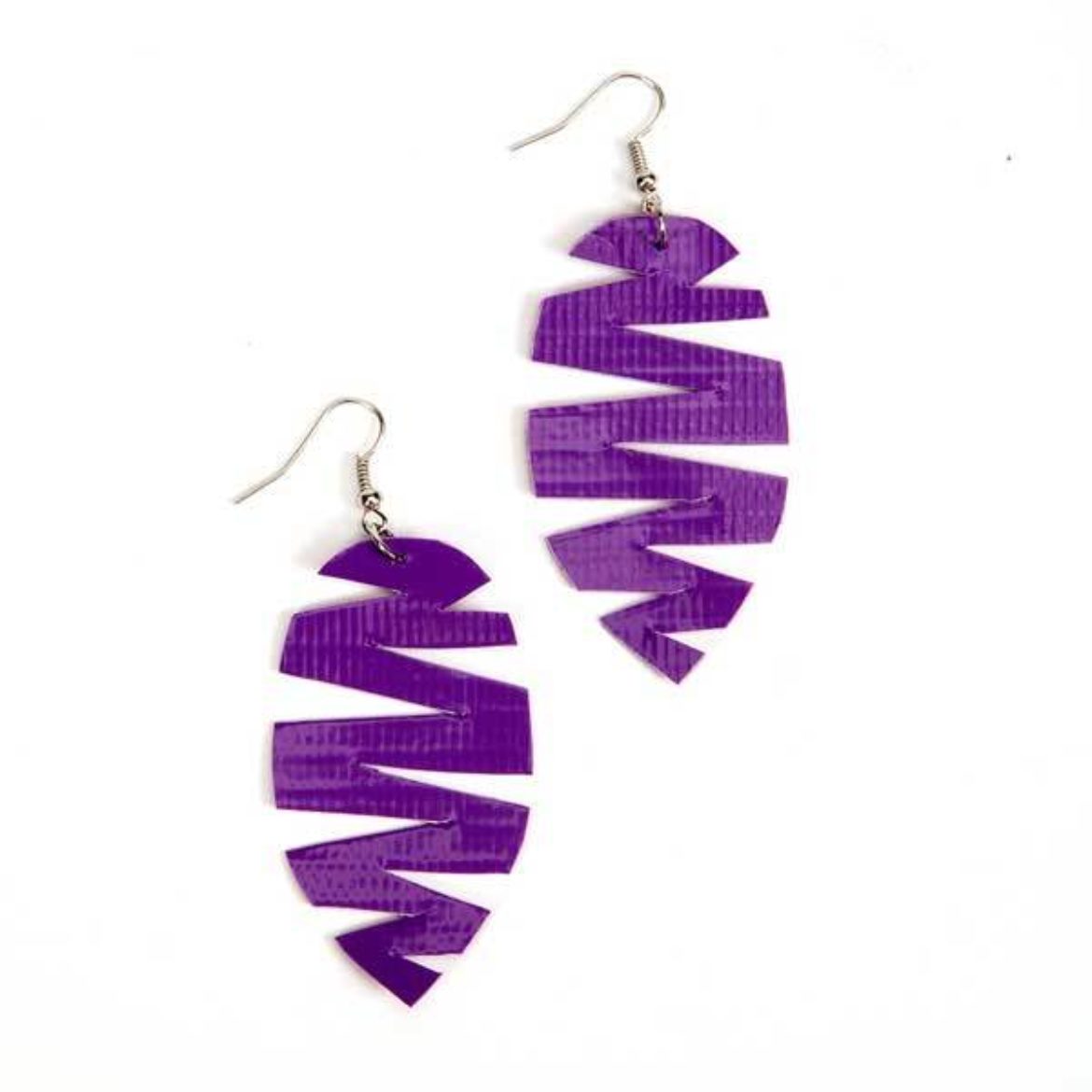 Completed Duck Tape® Feather Earrings