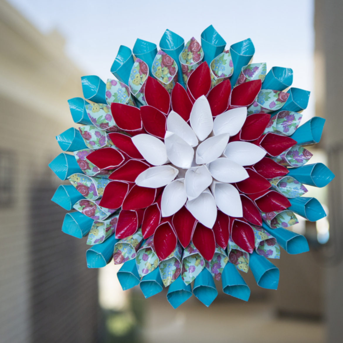 Completed Duck Tape® Flower Wreath