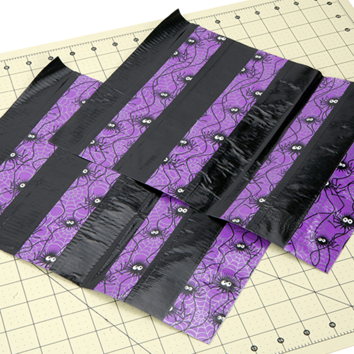 Two pieces Duck Tape fabric with alternating colors/patterns
