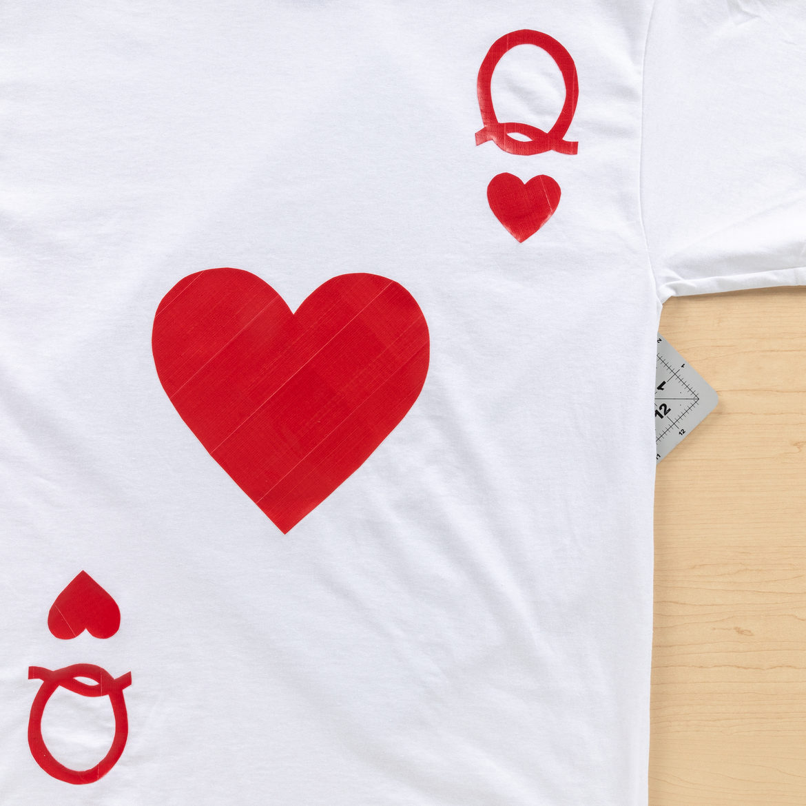 Completed Duck Tape playing card T-shirt