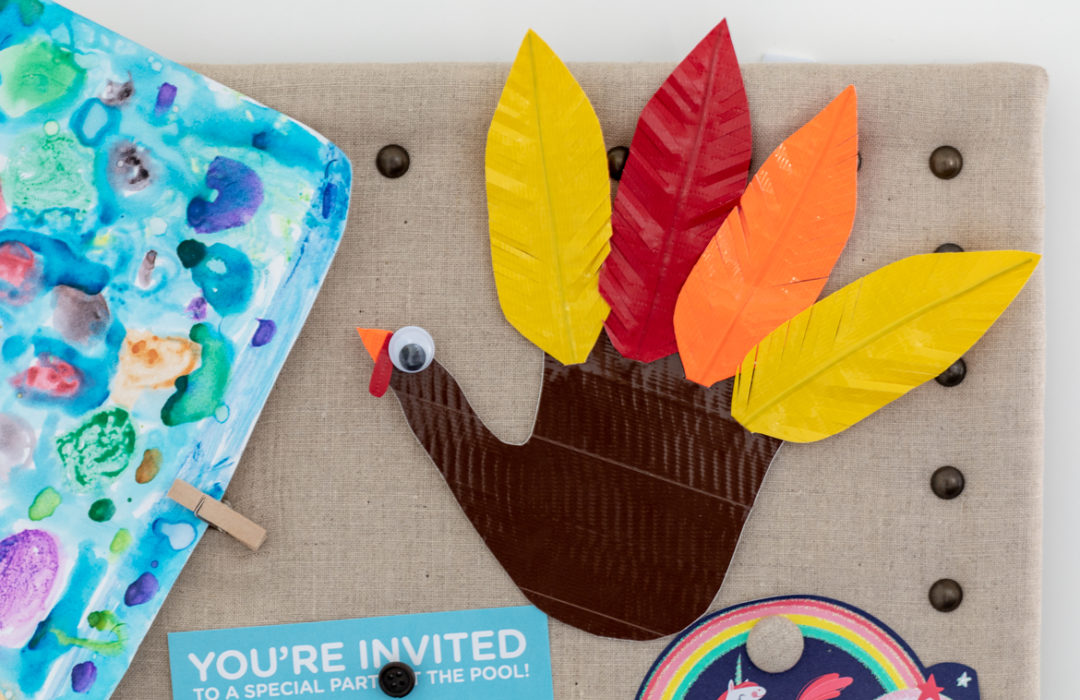 Completed Duck Tape® Turkey Handprint craft