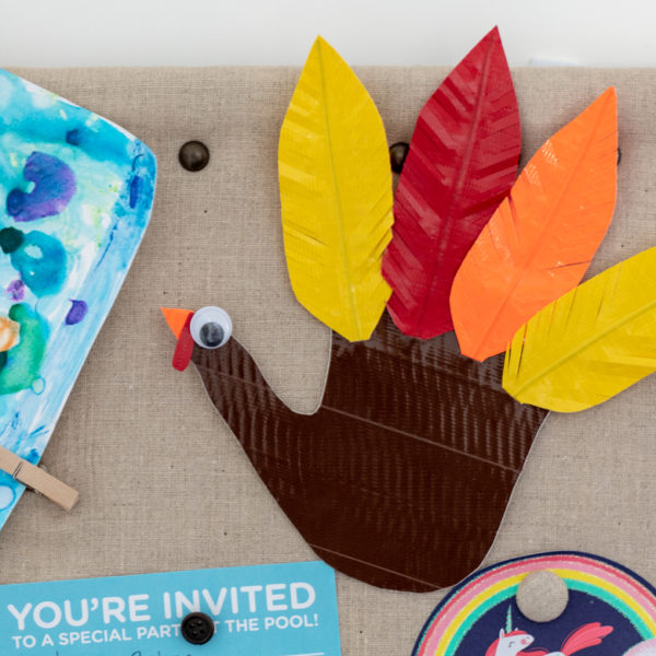 Completed Duck Tape® Turkey Handprint craft