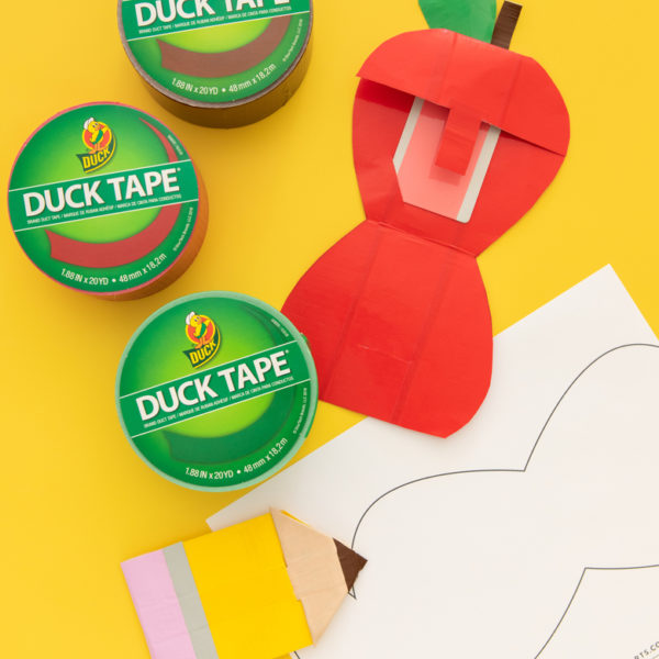 Duck Tape apple gift card holder by Sarah Hearts, with templates and tape.