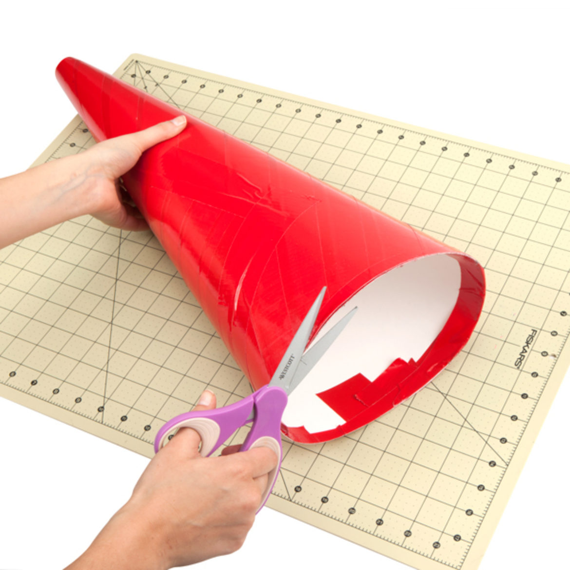 Cone being cut so that the edges are even