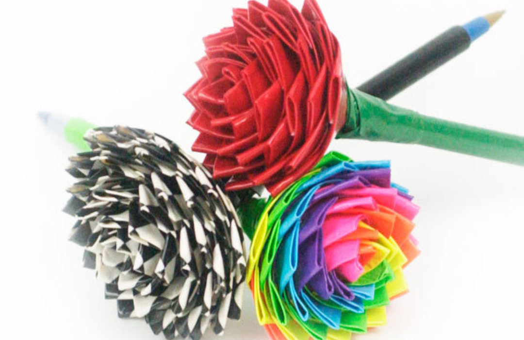 Completed Duck Tape® Rose Pens