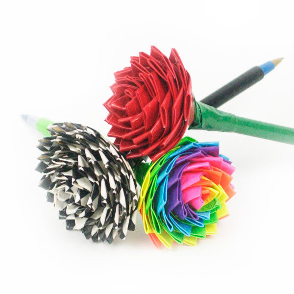 Completed Duck Tape® Rose Pens