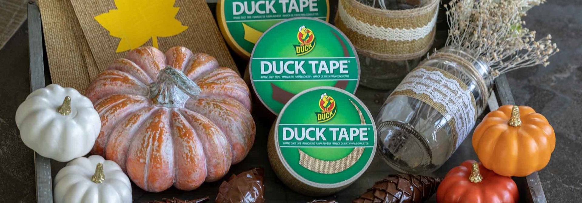 Thanksgiving crafts made using Duck Brand colored duct tape